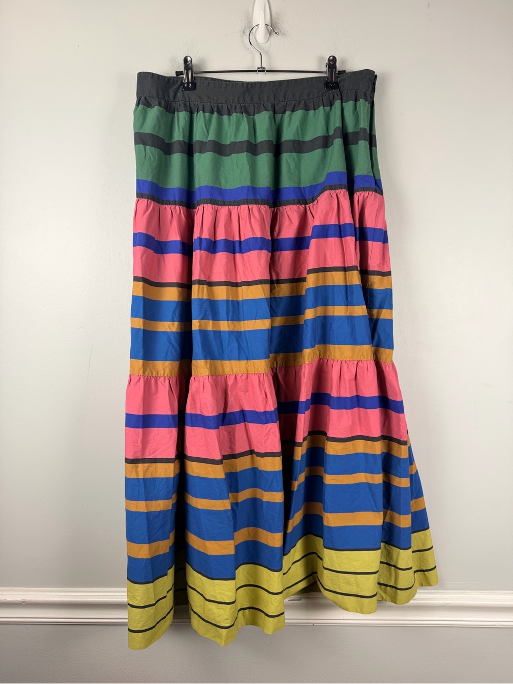 Staud Sea Tiered Striped Stretch Midi Skirt size 14 READ - Picture 3 of 11